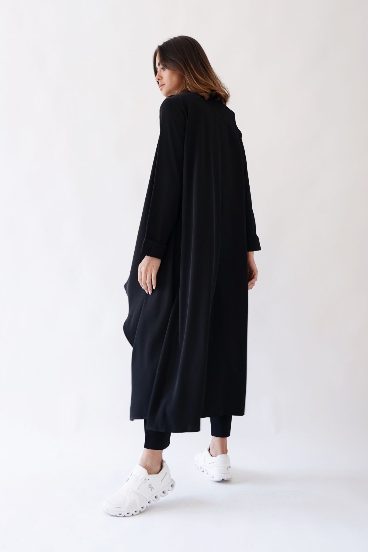 Long black waterfall cardigan online