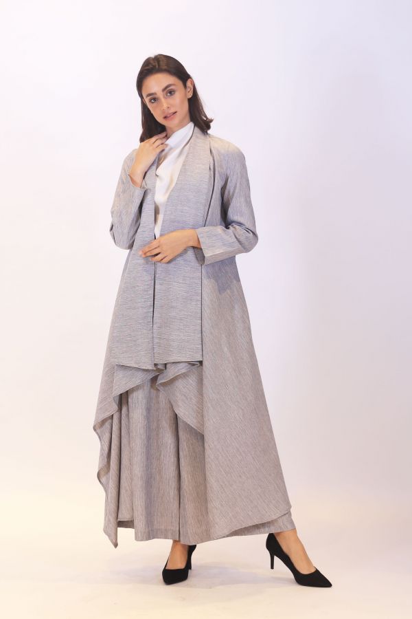 Linen Gray Waterfall cardigan 