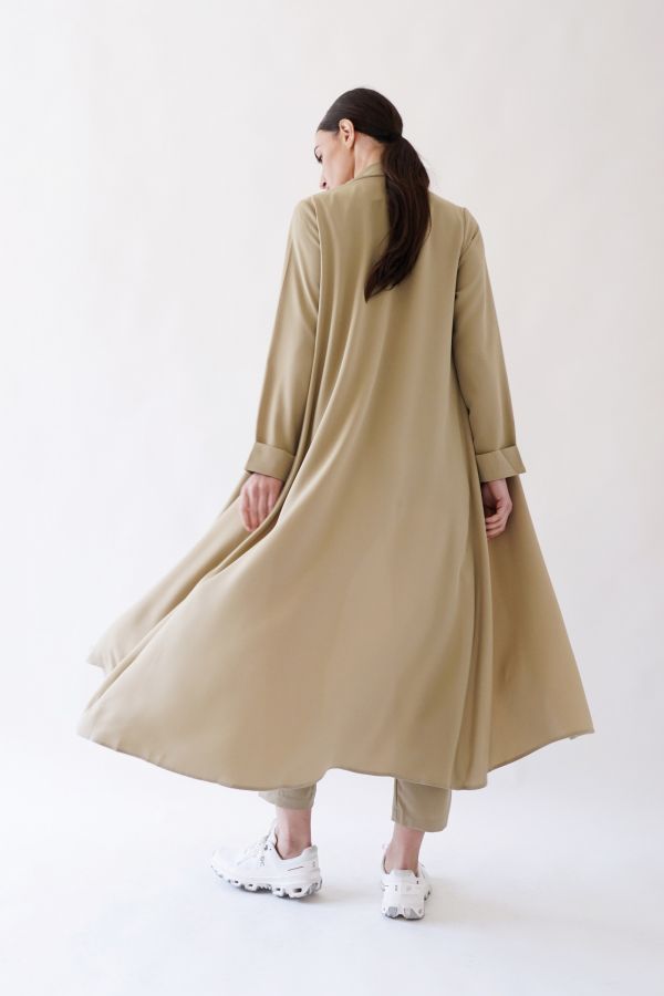 Beige long waterfall cardigan