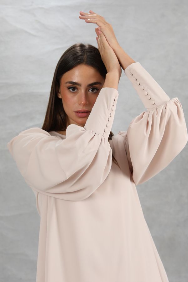 Beige Shirt with Puff Sleeves