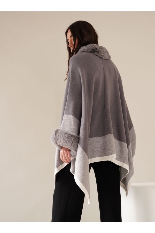 Grey knitted cape