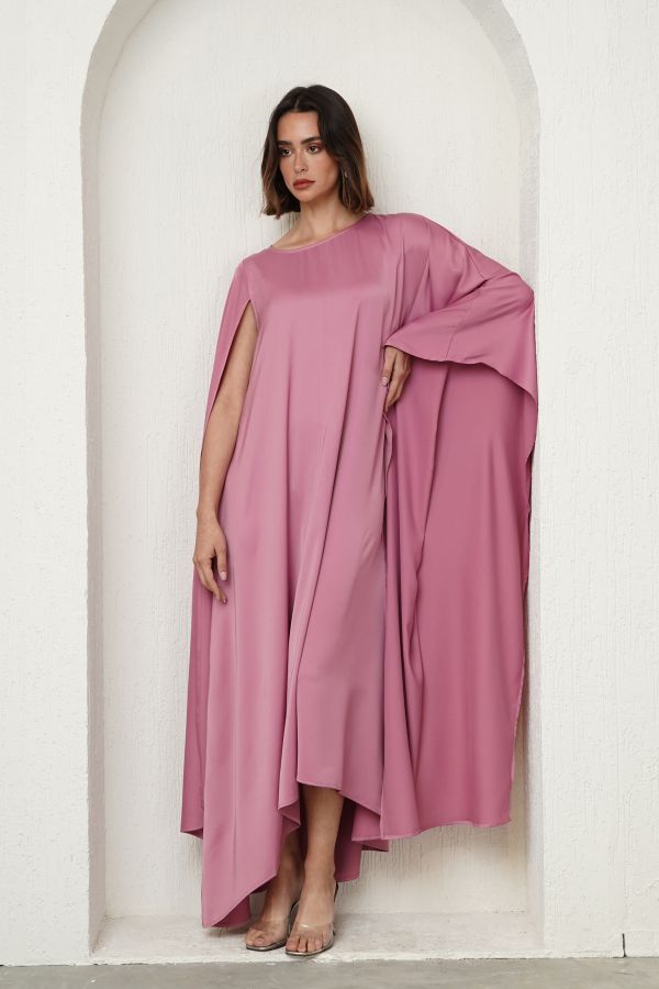 Pink asymmetric cape dress