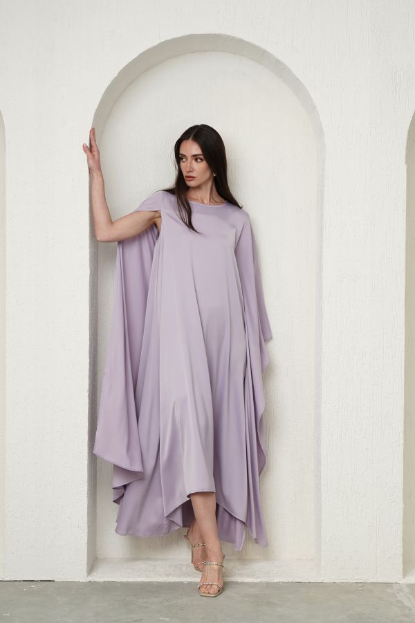 Lavender asymmetric cape dress