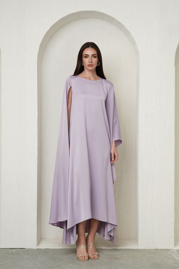 Lavender asymmetric cape dress