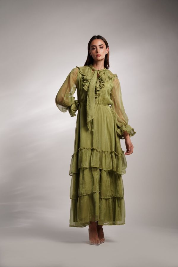 Green ruffles dress