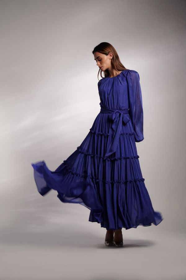 Royal blue tiered dress
