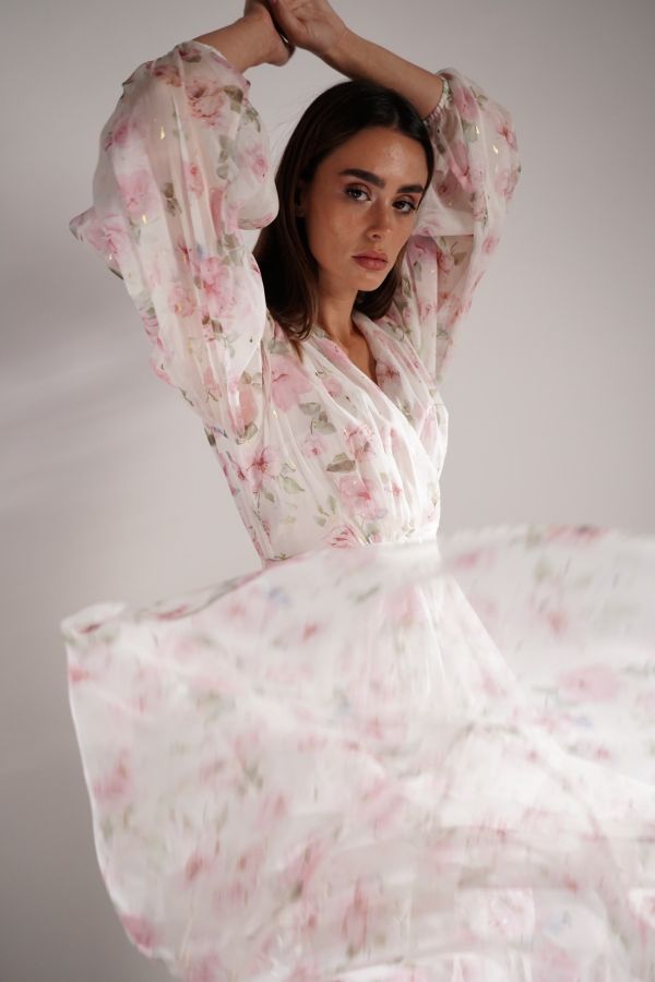 Pink floral layered dress 
