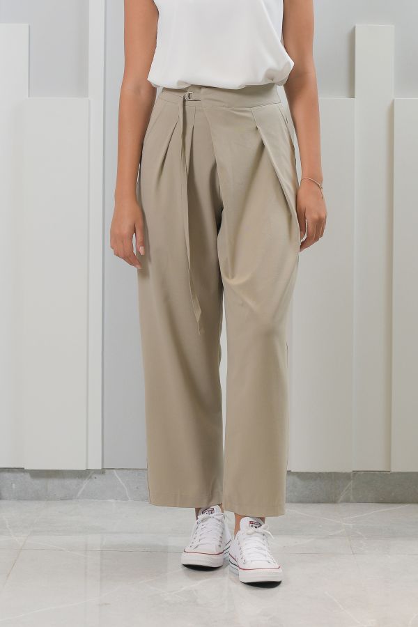 Beige wrapped trousers 