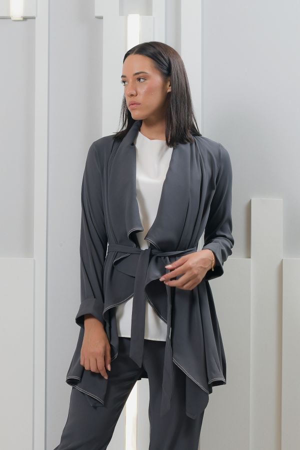 Dark grey waterfall cardigan