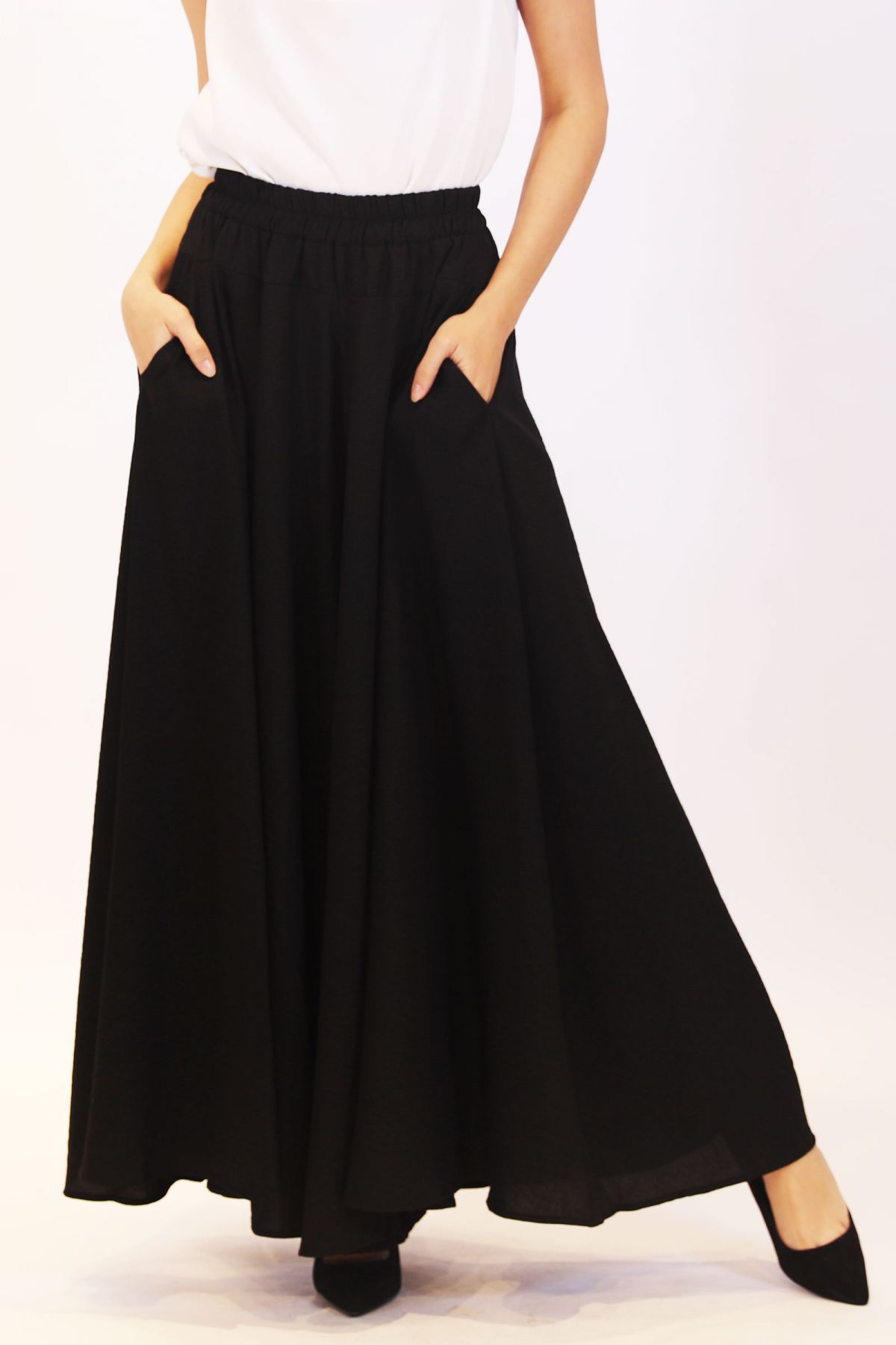 wool skirt pants, wide leg pants, womens black trousers, pants with po –  lijingshop