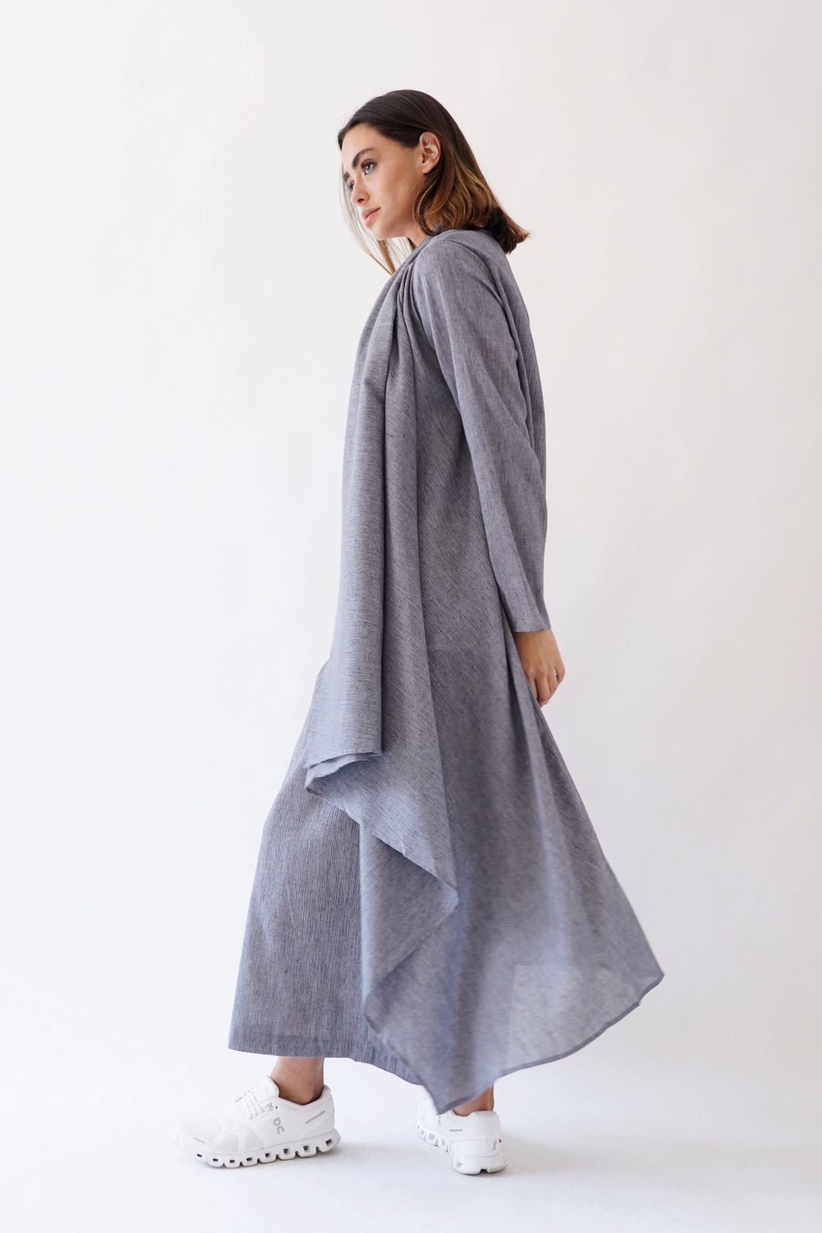 Dark grey waterfall cardigan00260 080 Le Merge