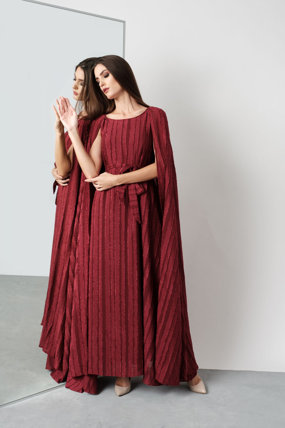 Burgundy Cape Dress Le Merge