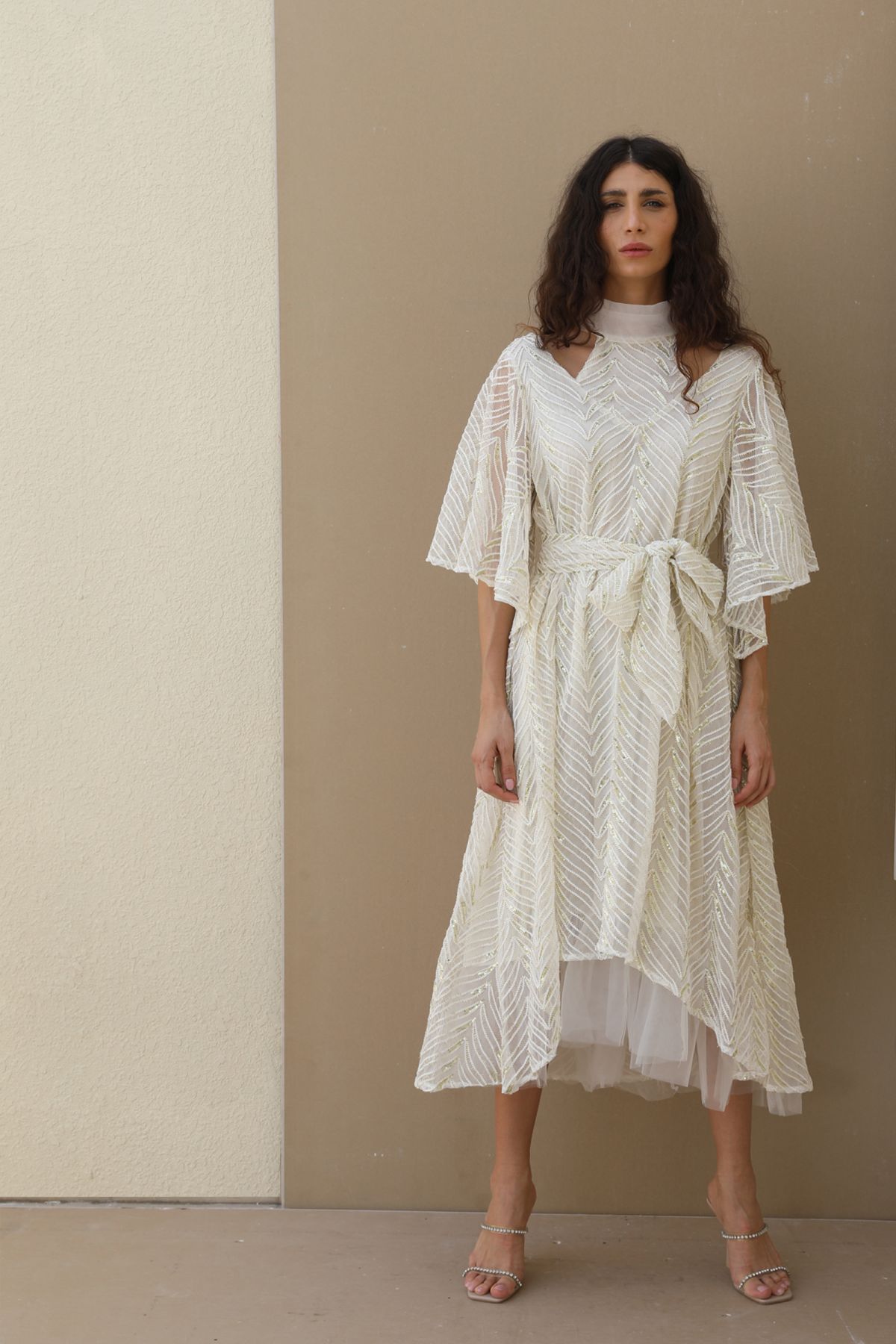 Cream embellished dress online