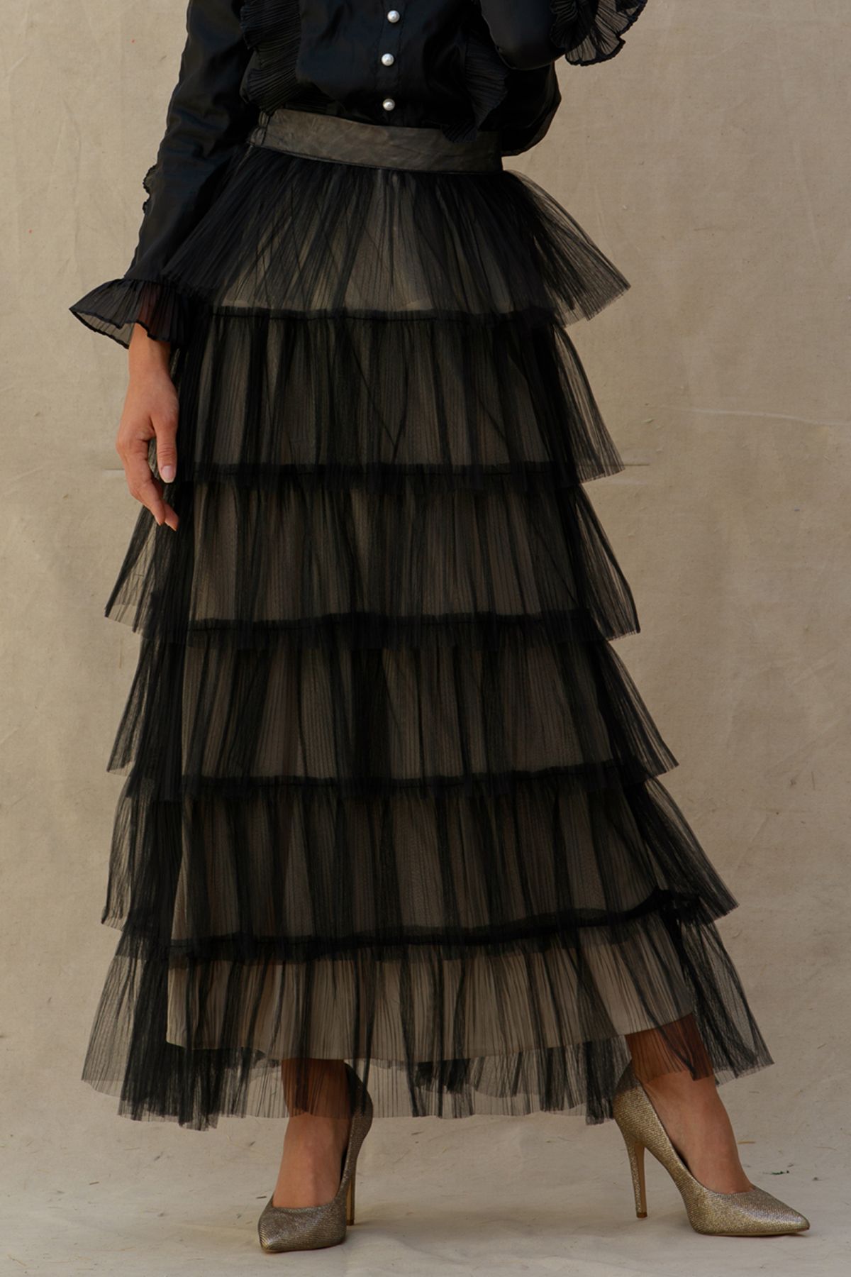 Love me more layered tulle skirt in black clearance