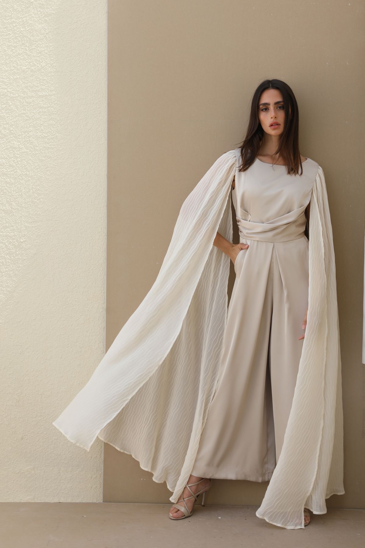 QUIZ Burgundy Scuba Cape Belted Buckle Wide Leg Jumpsuit | New Look