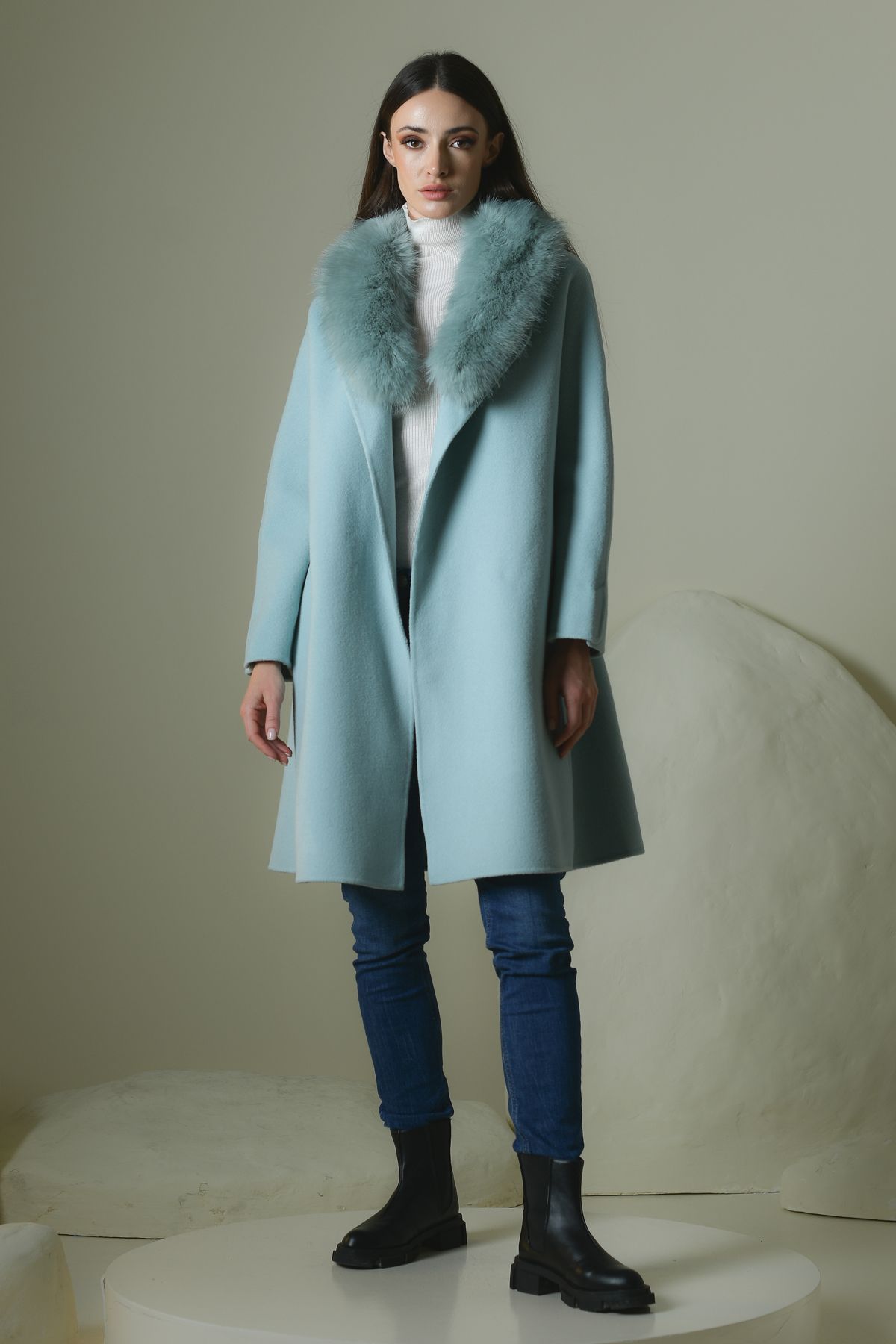 Faux fur on sale wool jacket