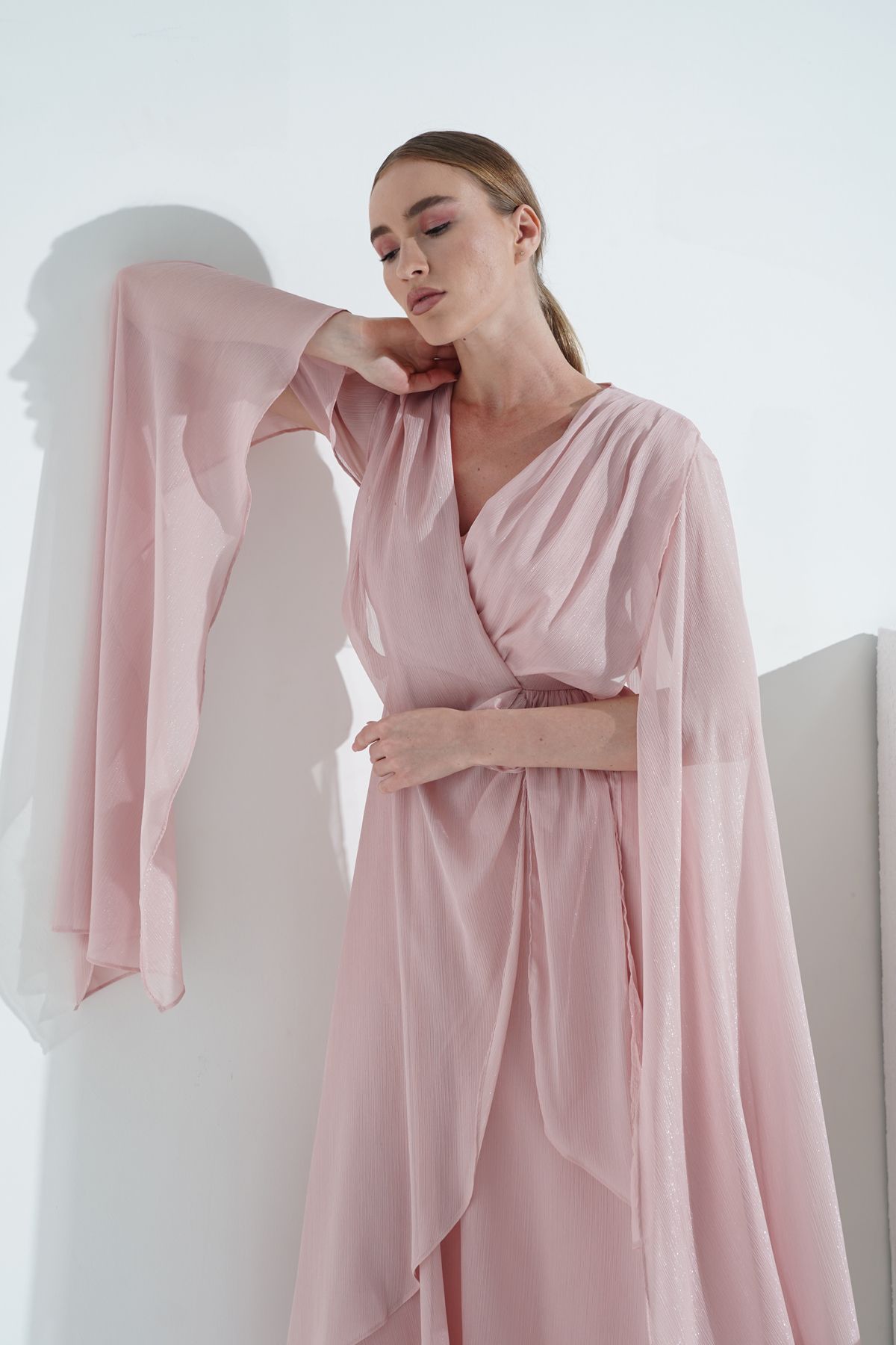 Dusty pink deals cape dress