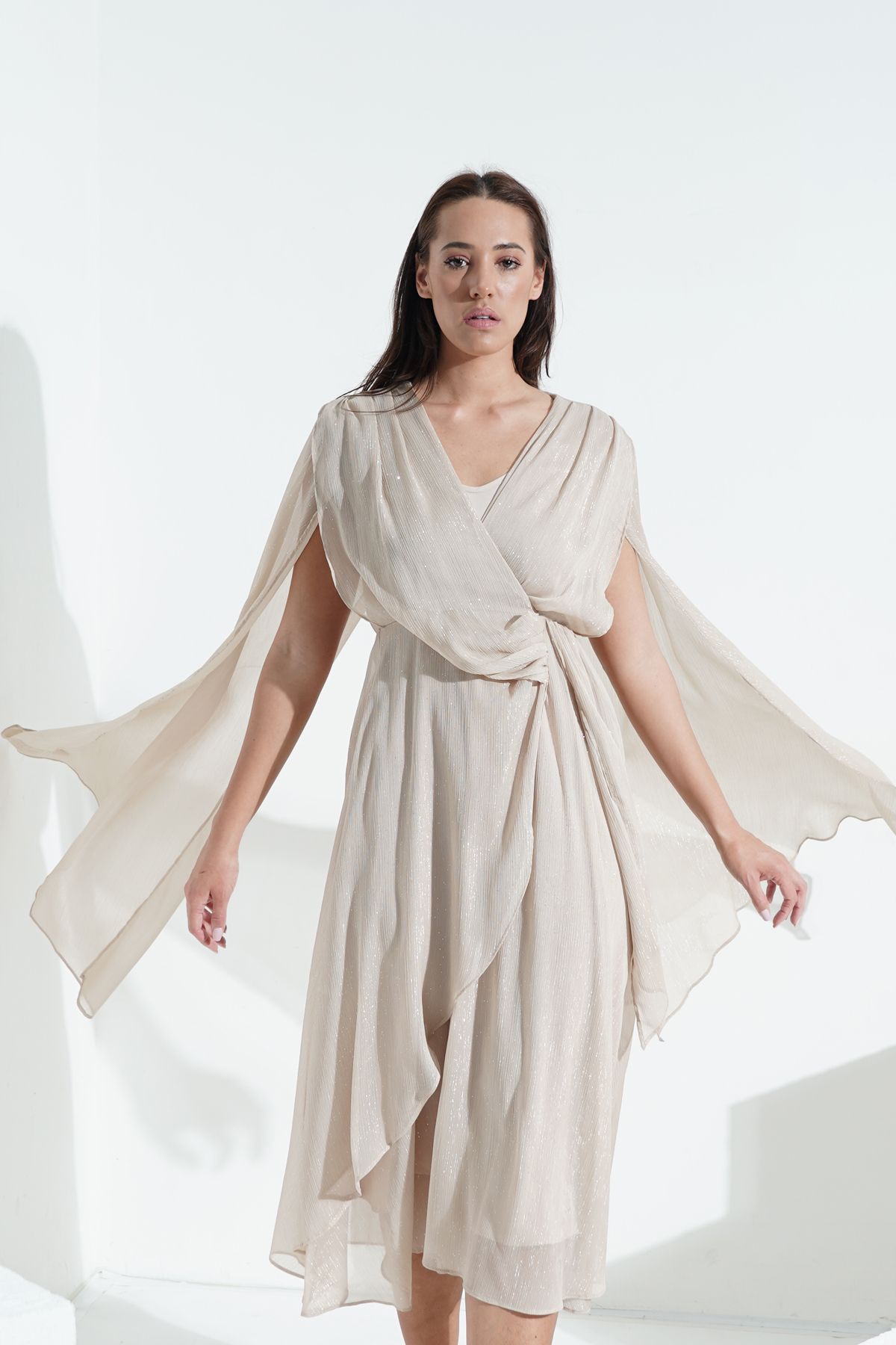 Beige shop cape dress