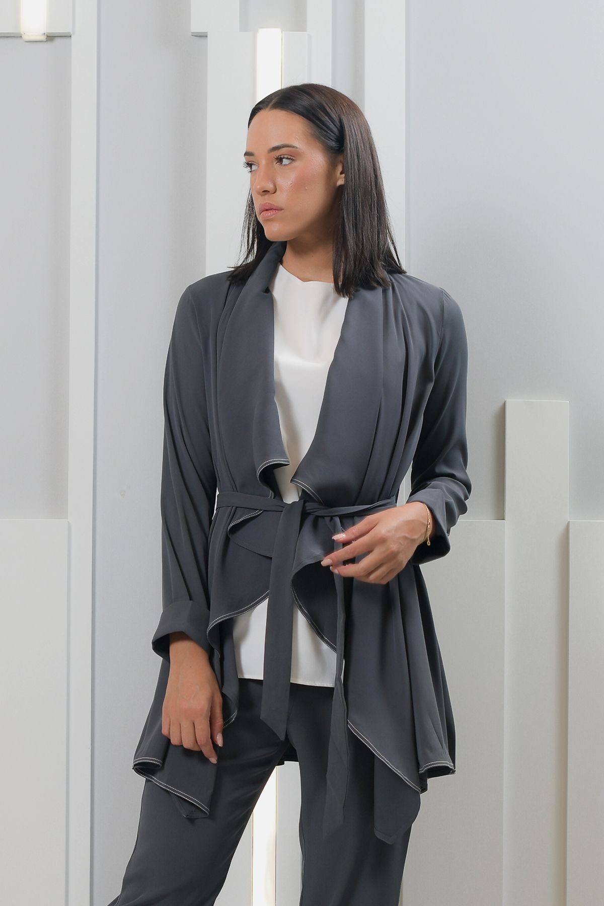 Dark grey waterfall cardigan 2025