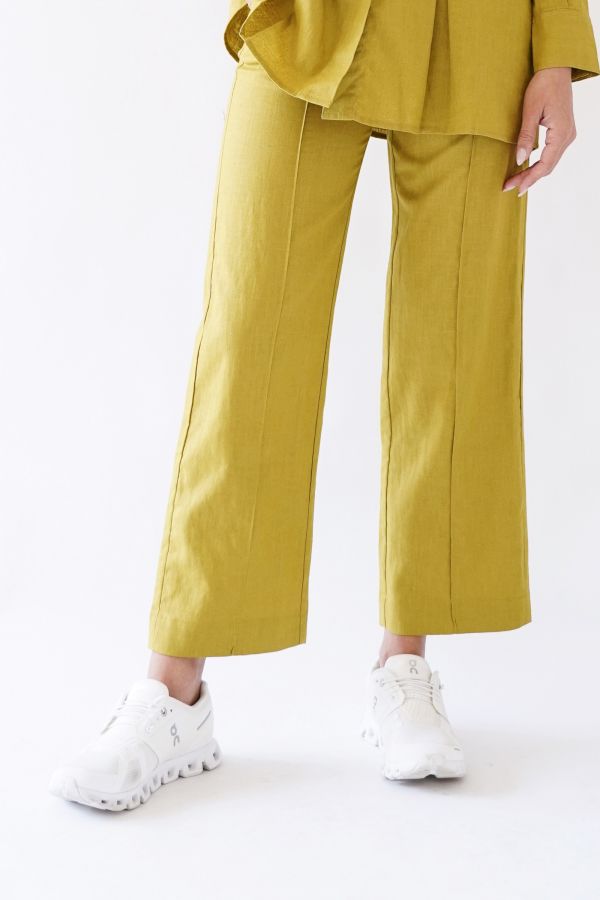 Yellow linen trousers