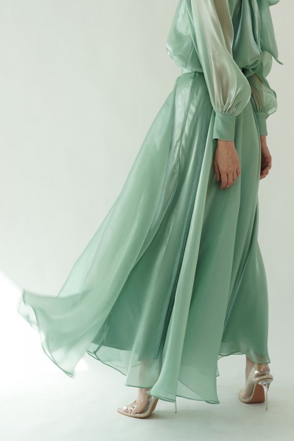 Green organza skirt