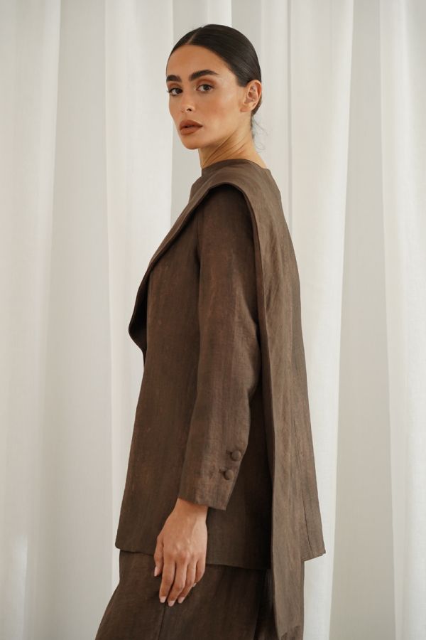 Brown Jacket with scarf