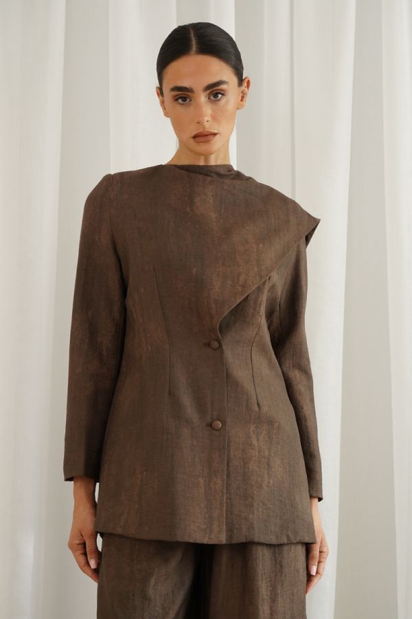 Brown Jacket with scarf