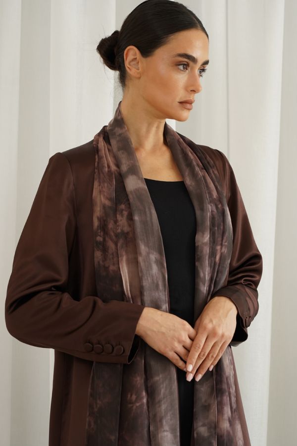 Brown jacket with scarf