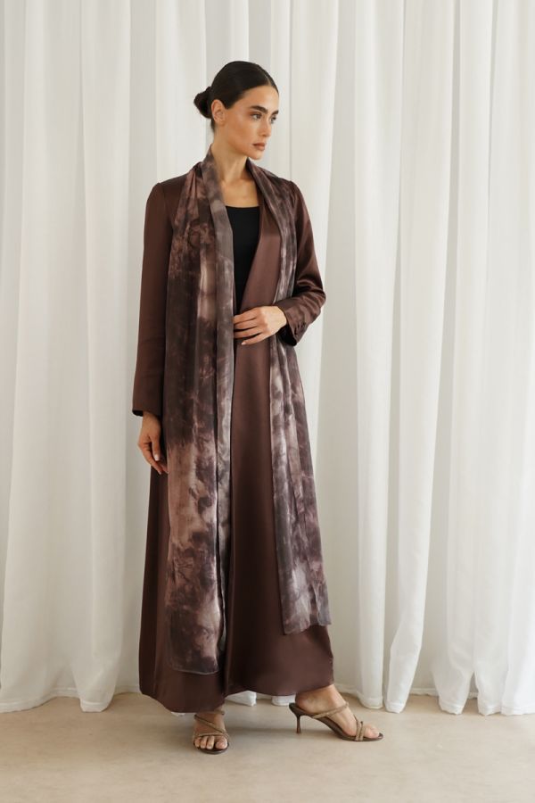 Brown jacket with scarf