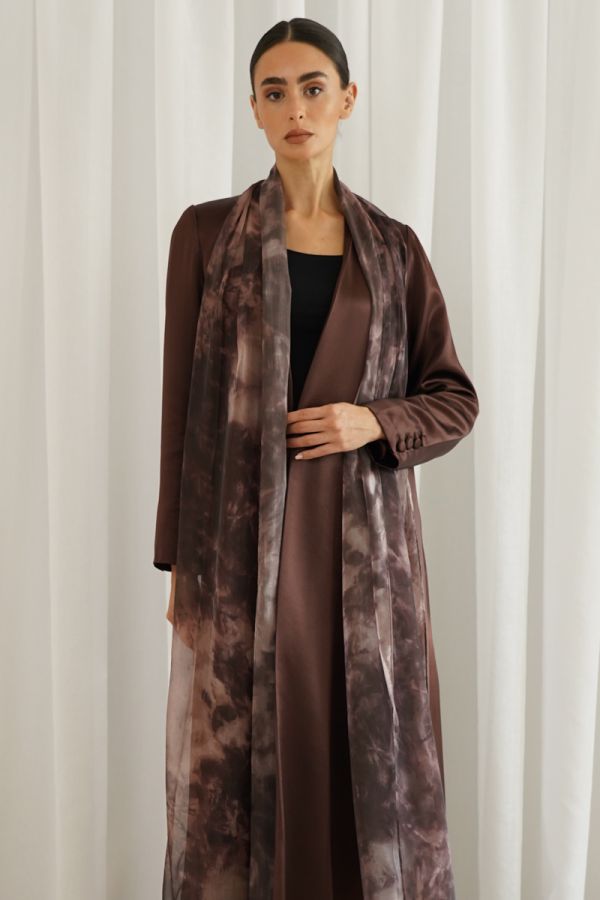 Brown jacket with scarf
