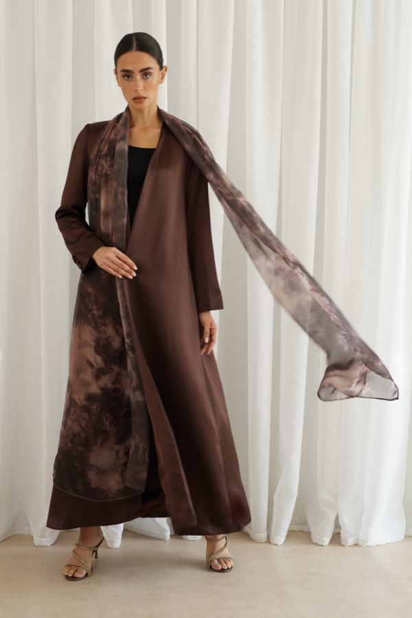 Brown jacket with scarf