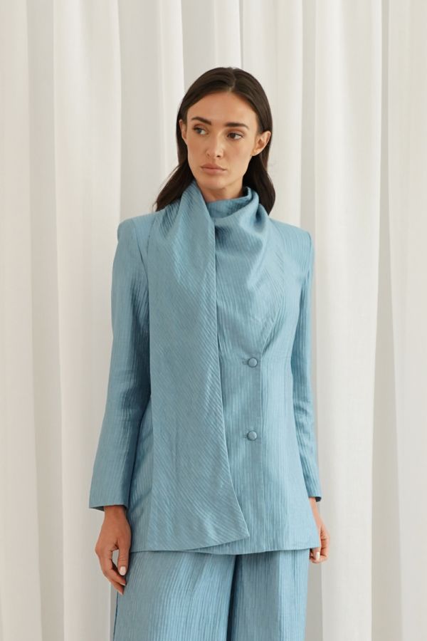 Blue Jacket with scarf