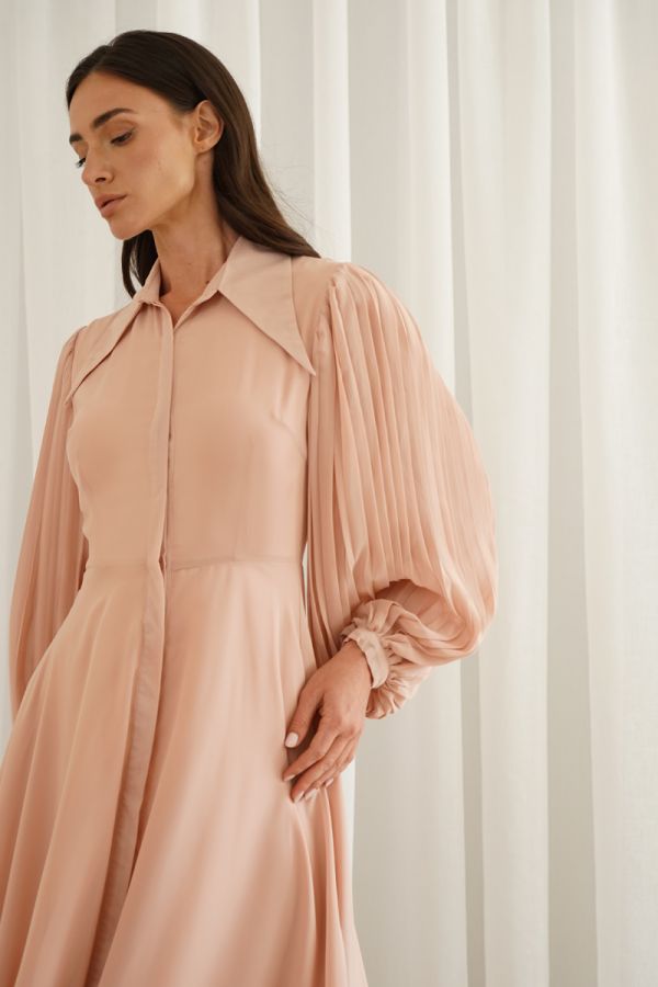 Pink pleated dress