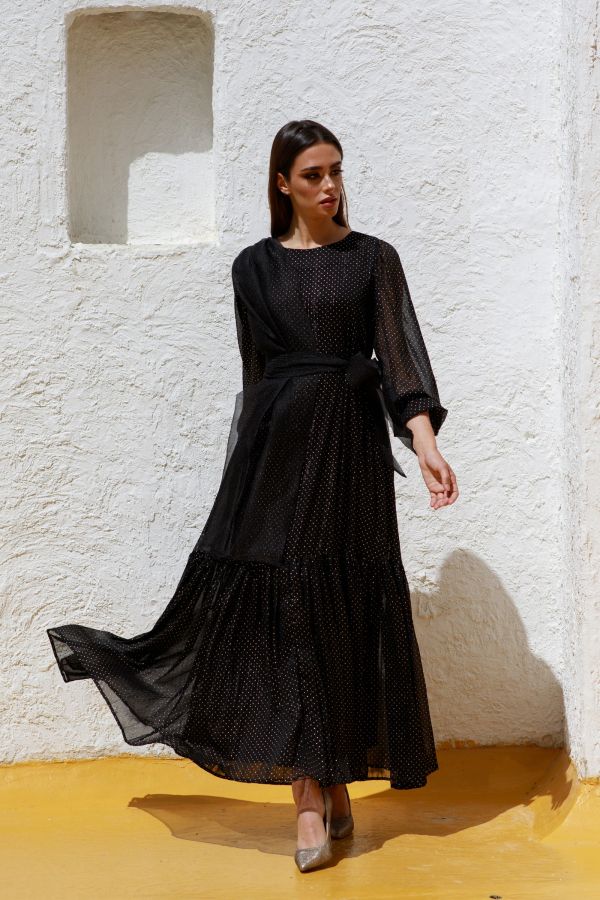 Black Dress with Scarf