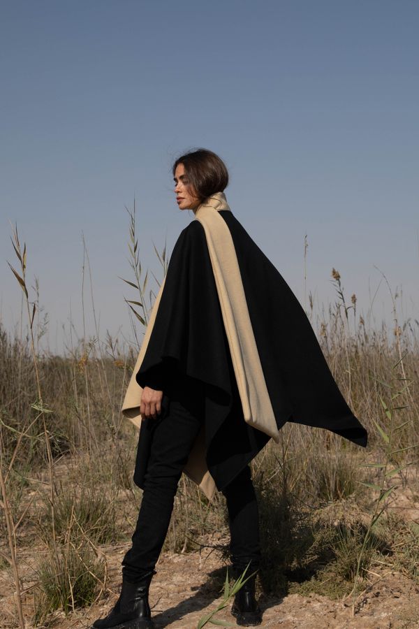 Black and Beige Asymmetric Cape