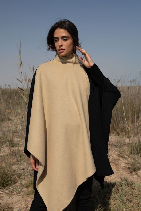 Black and Beige Asymmetric Cape