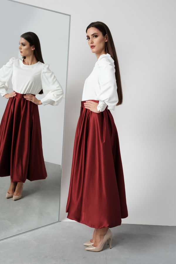 Burgundy Midi Skirt