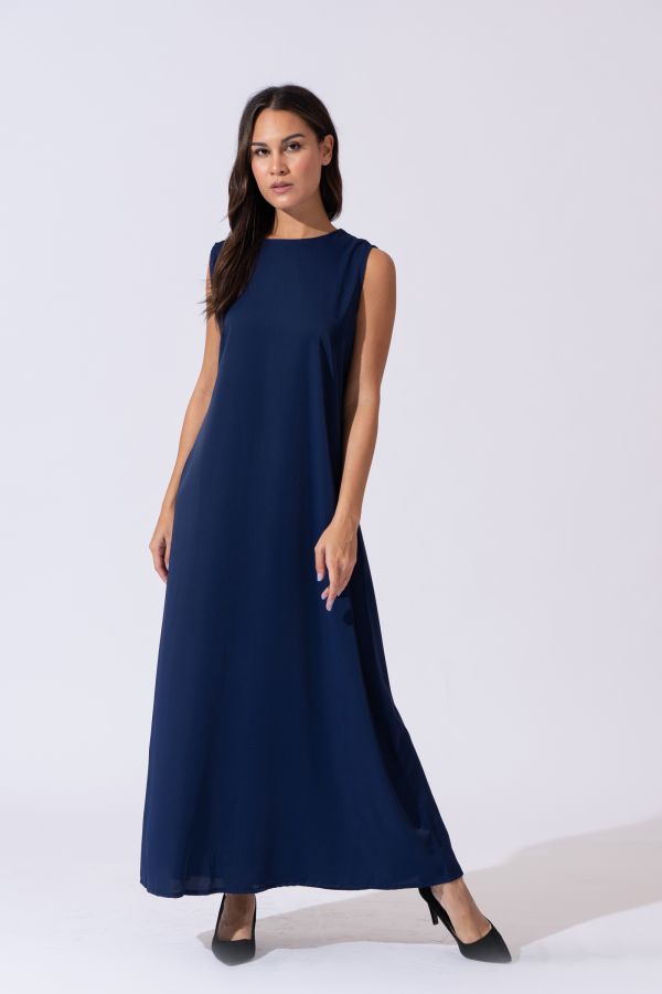 Sleeveless Navy Blue Dress