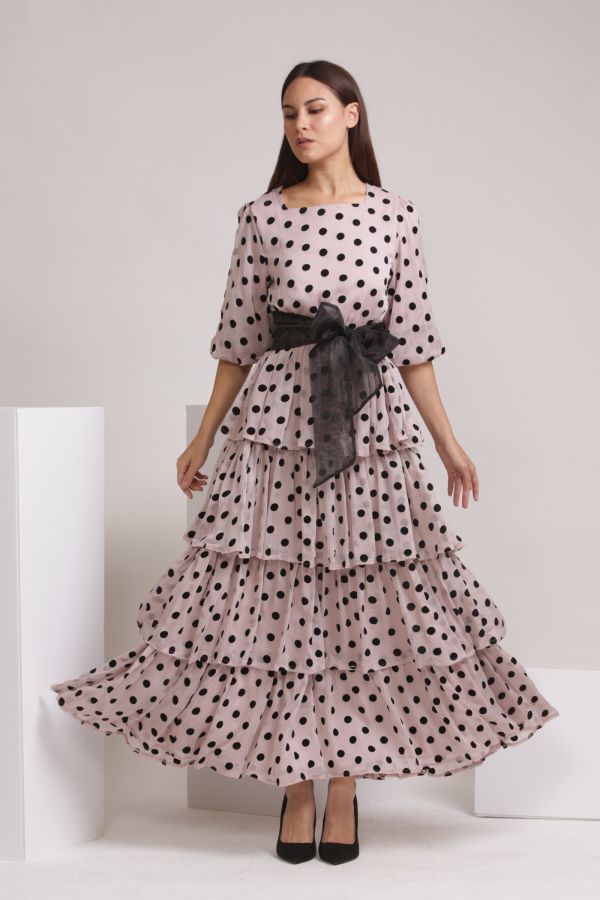 Pink Polka Dots Layered Dress