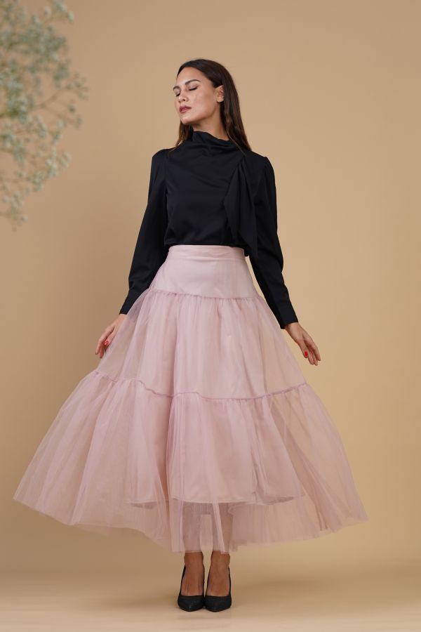 Pink Tulle Tiered Skirt