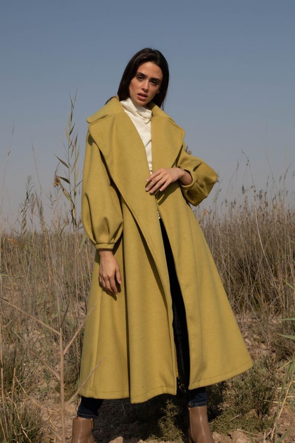 Green Coat with Puff Sleeves