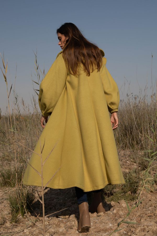 Green Coat with Puff Sleeves