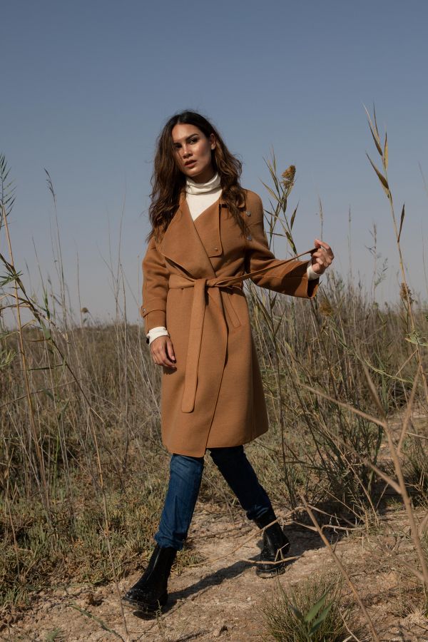 Camel Coat with Collar