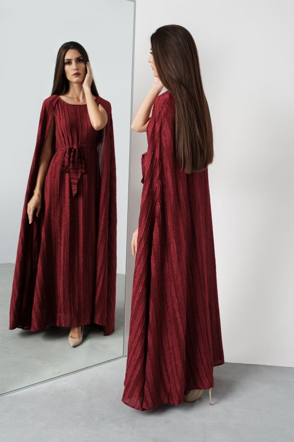 Burgundy shop cape dress