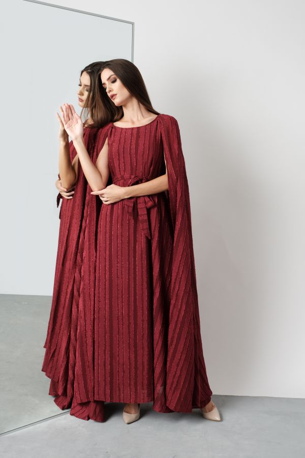 Burgundy Cape Dress Le Merge