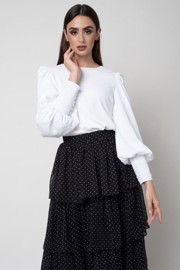 Black Polka Dots Layered Skirt