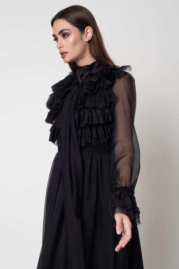 Black Ruffles Dress - Le Merge
