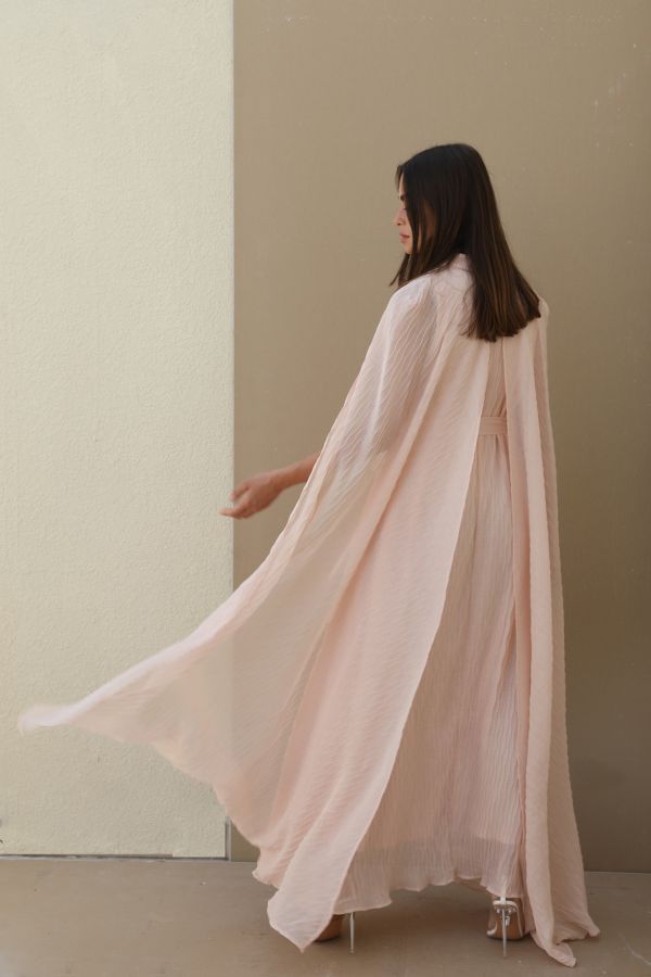 V-Neck Pink Cape Dress