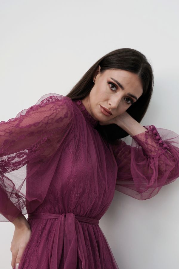 Dark Pink Lace Dress