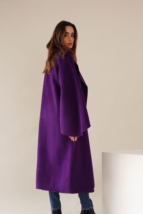 Purple wool jacket with cape sleeves